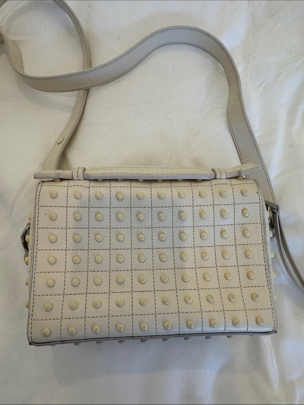 Tod's Cream Studded Leather Crossbody